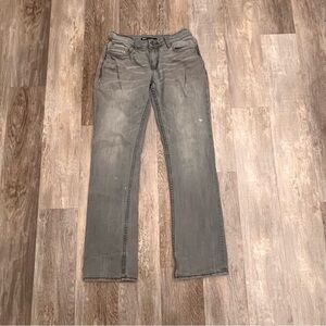 BKE Men’s Aiden Boot Stretch Jean Size 29x32 Grey White Wash